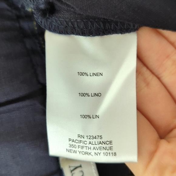 Ellen Tracy 100% Linen High Waisted Slim Tapered Leg Soft Pants Ink Navy Medium - Picture 10 of 14